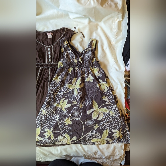 2 Old Navy sz 8/10 pretty brown cotton children's sundresses VGUC - Picture 3 of 7